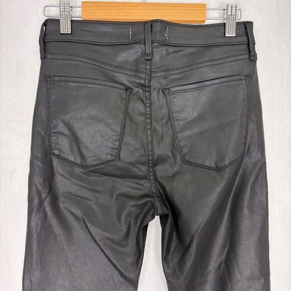 Abercrombie & Fitch Black Faux Leather The Super Skinny Ankle High Rise Jeans Si - Picture 9 of 11